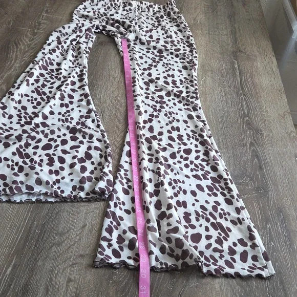 Glassons Animal Print Flare Layered Mesh High Waist Stretchy Pants XS Cow Print - Picture 7 of 12